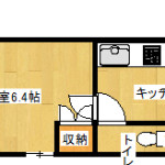 洋室6.4帖のお部屋がセパレートタイプの間取りです(間取)